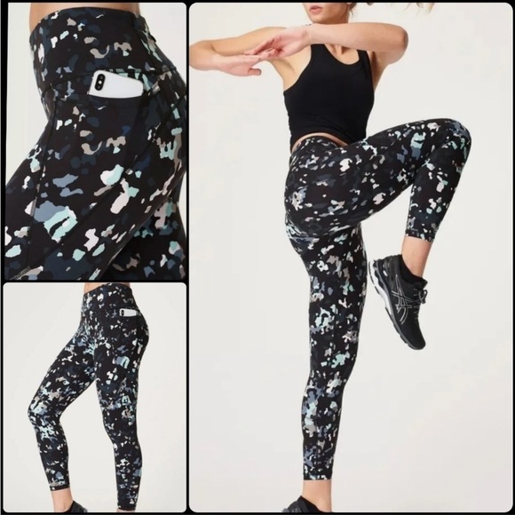 Sweaty Betty Pants - SWEATY BETTY The Power 7/8 Blue Lagoon Camo Workout Legging Size XS